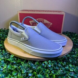 🔥 VANS OFF THE WALL CLASSIC SLIP ON GREY SNEAKERS SHOE MENS SZ 7 WOMENS SZ 8.5